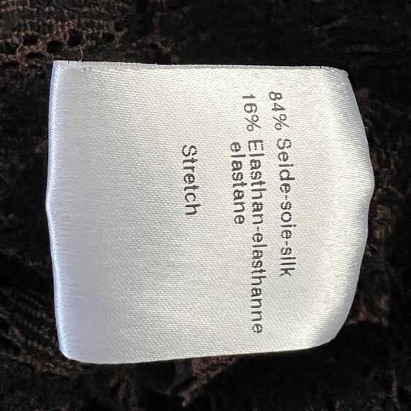 Akris Brown Silk Blend Long Sleeve Leaves Knit Crochet Shift Dress - Picture 6 of 6